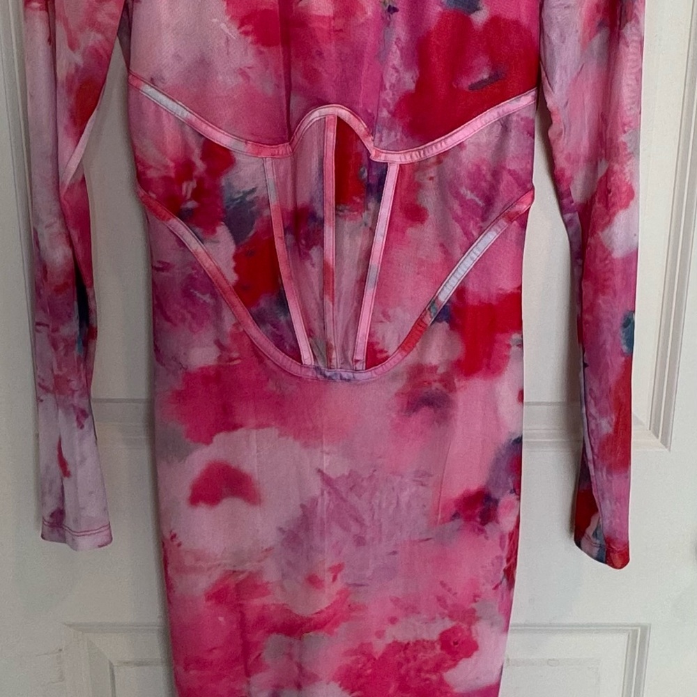 Bardot Lena Mesh Midi Dress – Bodycon Sheer Mesh Overlay Size small - Picture 2 of 3